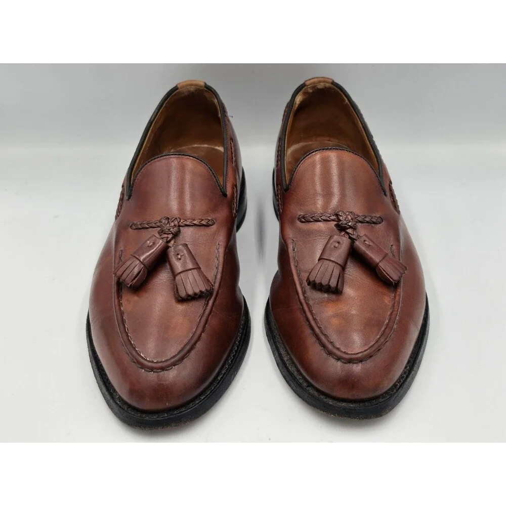 Allen Edmonds Brookwood Men's Brown Leather Tassel Slip-On Dress Loafers Size 9